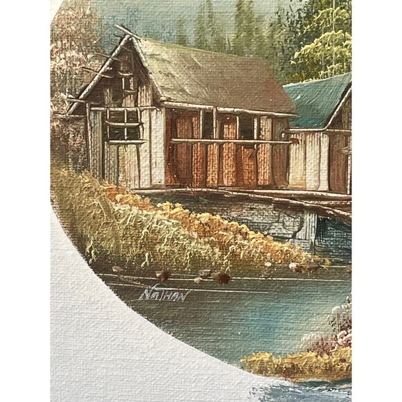 Pair of Unframed Fall Themed Oil Painting by Nathan - Picture 7 of 9